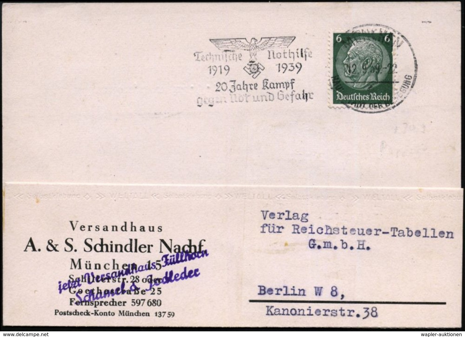 RETTUNGSWESEN / TECHN. HILFSWERKE (THW) : MÜNCHEN/ 2/ B/ HDB/ Techn.Nothilfe/ 1919 1939/ 20 Jahre Kampf/ Gegen Not U.Gef - Medicina