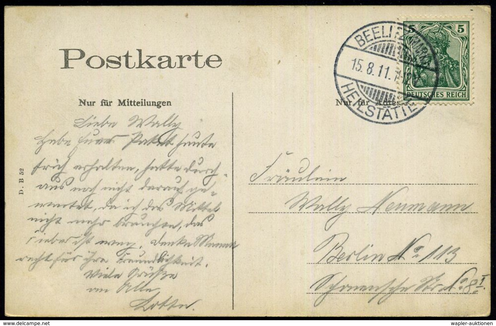 KRANKENHAUS / HOSPITAL : BEELITZ (MARK)/  H E I L S T Ä T T E 1911 (15.8.) 1K-Gitter = Hauspostamt Gr. Hospitalkomplex ( - Médecine