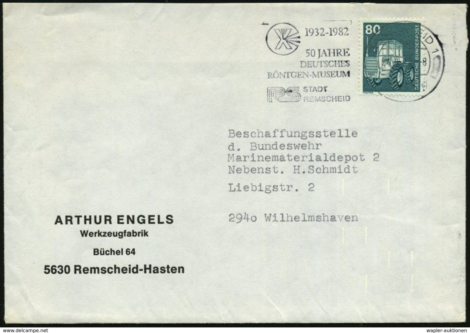 BERÜHMTE MEDIZINER & ÄRZTE : 5630 REMSCHEID 1/ 1932-1982/ 50 JAHRE/ DEUTSCHES/ RÖNTGEN-MUSEUM 1982 (24.8.) Jubil.-MWSt = - Médecine
