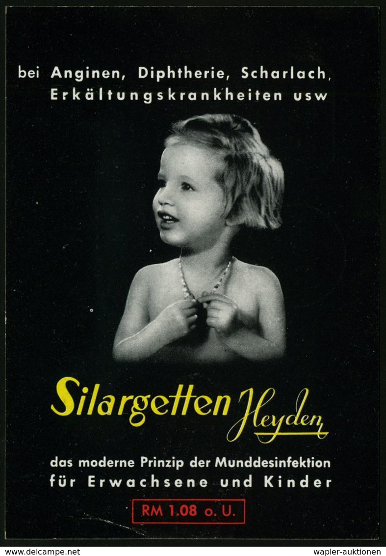 PÄDIATRIE / GYNÄKOLOGIE : DRESDEN A 1/ Mag 1937 (16.12.) PFS 3 Pf. Auf Color-Reklame-Kt.: Silargetten Heyden AG. (Pharma - Malattie