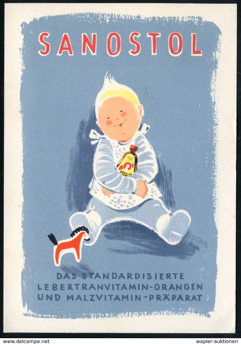 PÄDIATRIE / GYNÄKOLOGIE : (24a) HAMBURG 1/ DEUTSCHE/ BUNDESPOST 1955 (19.1.) PFS 7 Pf. Achteck Auf Künstler-Color-Reklam - Malattie