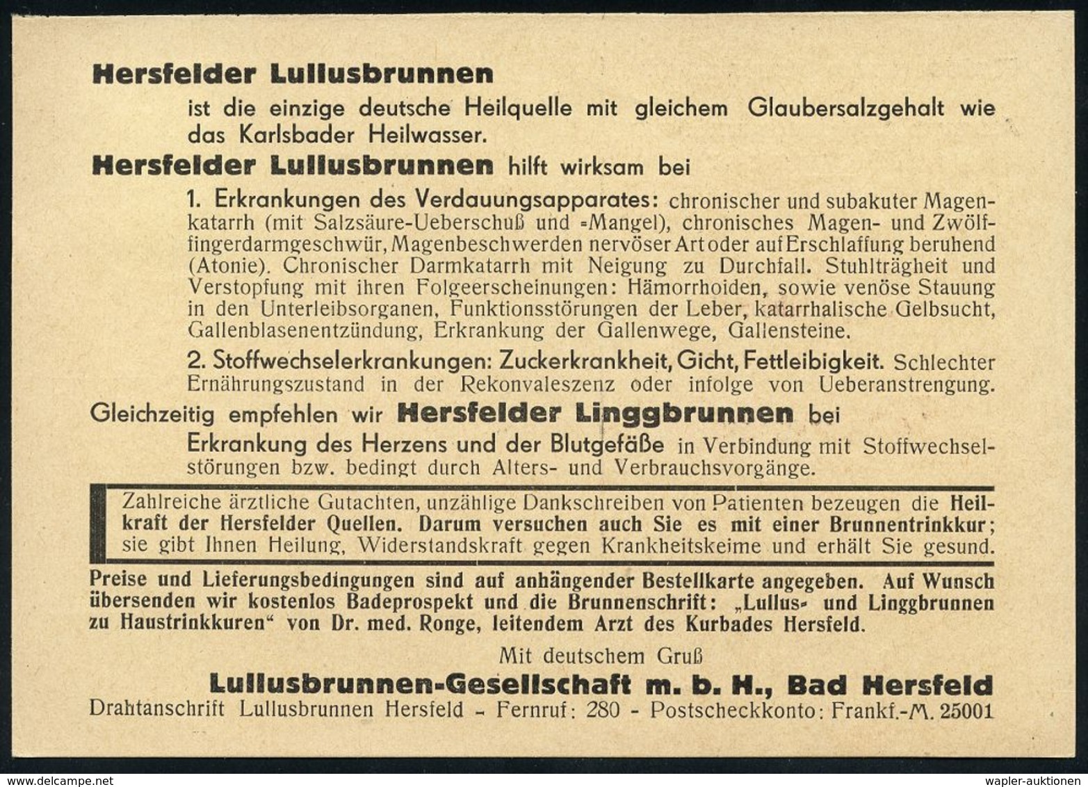 KRANKHEITEN : Bad Hersfeld 1936 (10.9.) MWSt: HERSFELD/n/1200 Jahrfeier 1936/Diätkurort Magen-/Darm,-Leber-,Gallenleiden - Maladies