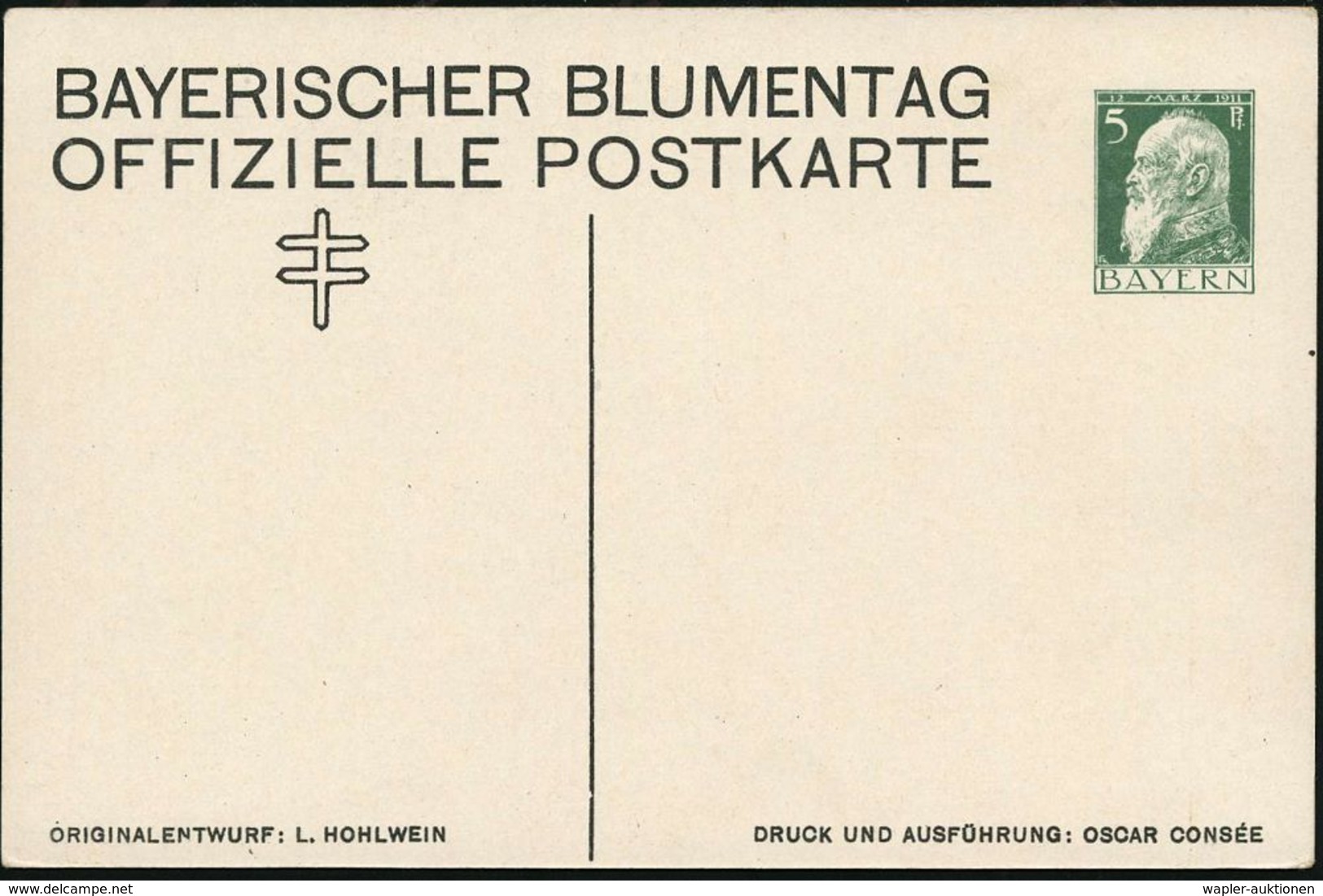 TUBERKULOSE / TBC-VORSORGE : BAYERN 1911 PP 5 Pf. Luitpold: Tbc-Spendenkt. "Bayer.Blumentag" (elegantes Paar M.Blume) Si - Malattie