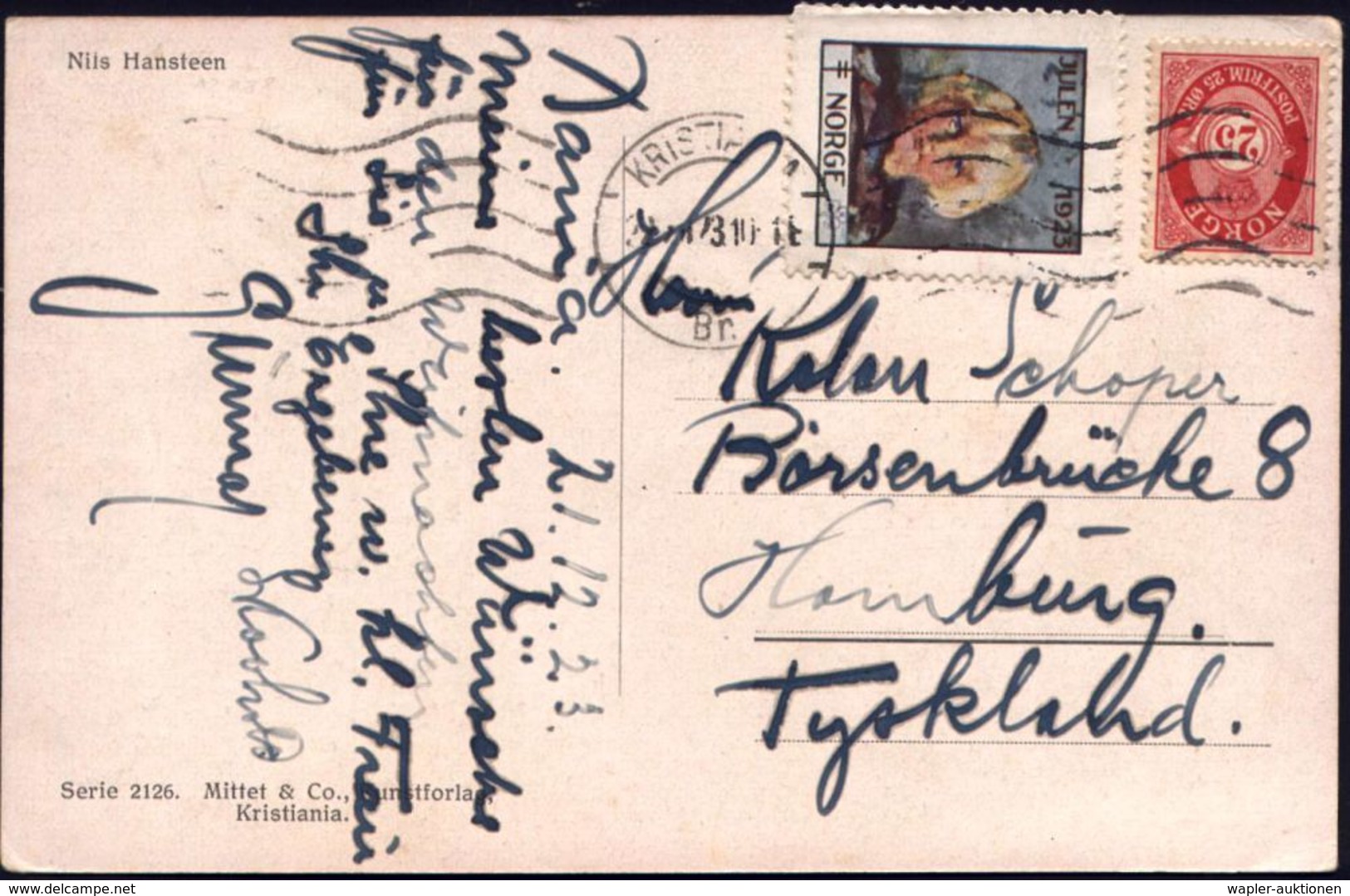 TUBERKULOSE / TBC-VORSORGE : NORWEGEN 1923 (22.12.) 25 Öre Freimarke + Tbc-Weihnachts-Spendenmarke "1923" (Kinderkopf) A - Maladies