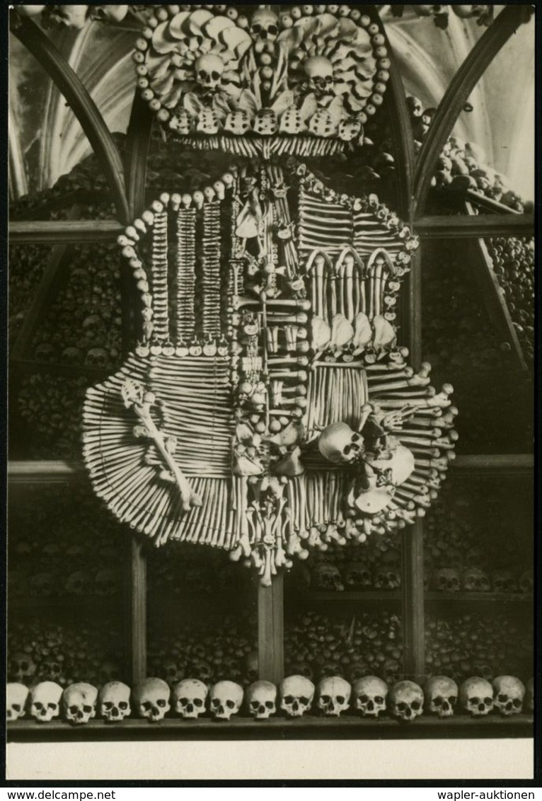 STERBEN / TOD : TSCHECHOSLOWAKEI 1952 1,50 Kc. BiP Gottwald, Braun: Sedlec (Sedlitz) Ossarium (Beinhaus) Mit Schädel- U. - Médecine