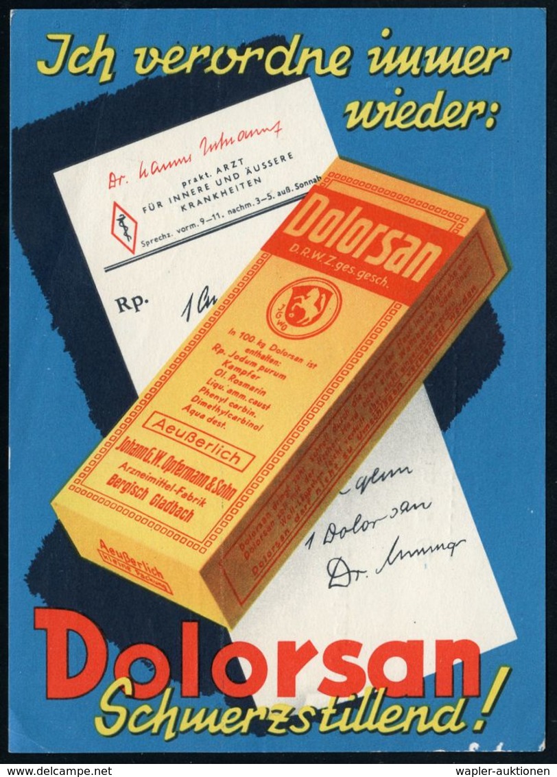 PHARMAZIE / MEDIKAMENTE : (22c) BERGISCH GLADBACH/ JGWO/ Johann G.W./ Oppermann & Sohn/ GEBÜHR BEZAHLT 1954 (27.10.) AFS - Pharmacie