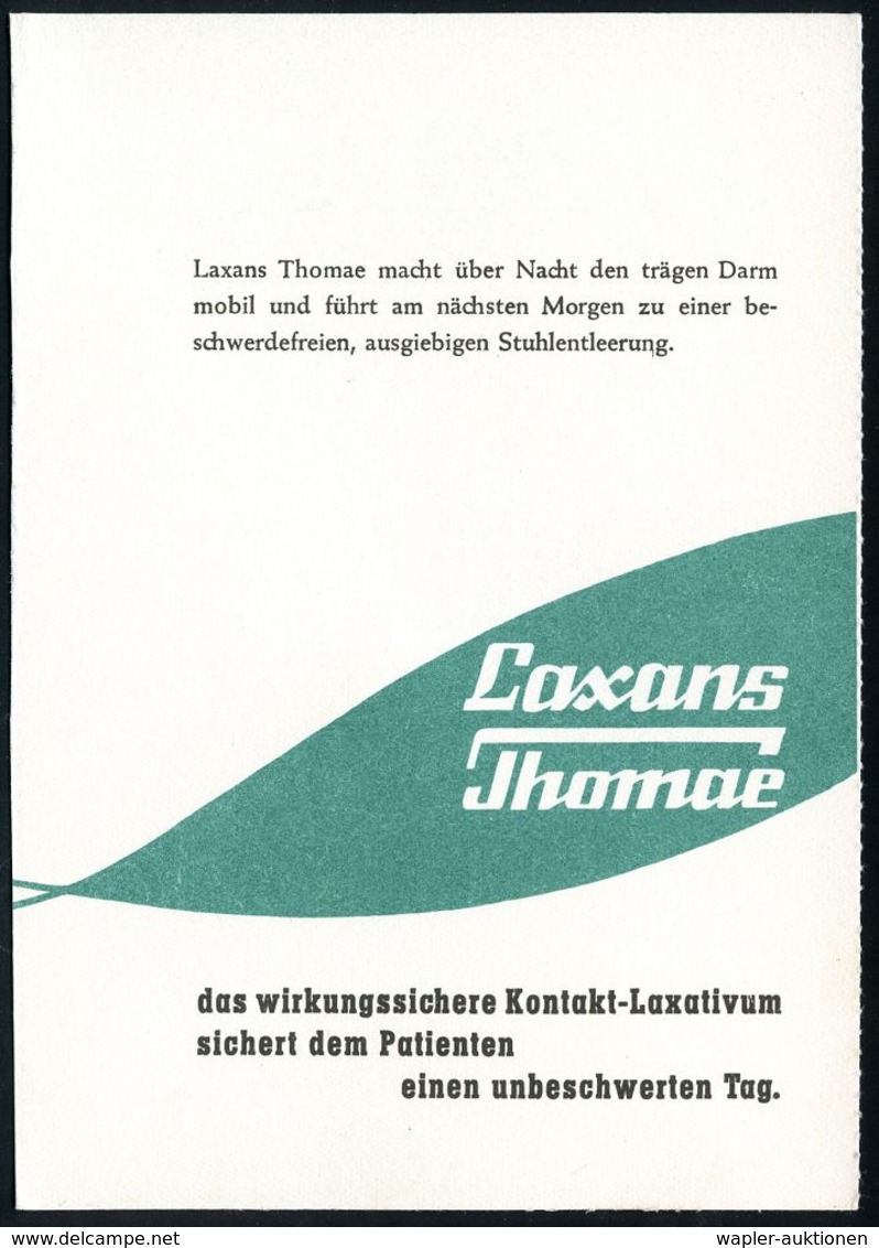 PHARMAZIE / MEDIKAMENTE : (14b) BIBERACH (RISS)/ Thomae 1953 (Juni) AFS Auf Grüner (halber) Reklame-Kt.: Laxans Thomae.. - Pharmazie