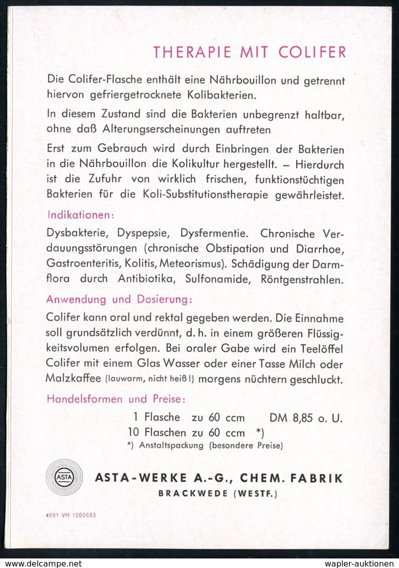 PHARMAZIE / MEDIKAMENTE : (21a) BRACKWEDE (WESTF)/ GEBÜHR BEZAHLT/ QUADRONAL/ Asta-Werke AG 1955 (11.1.) AFS In 000 + Ge - Pharmacie