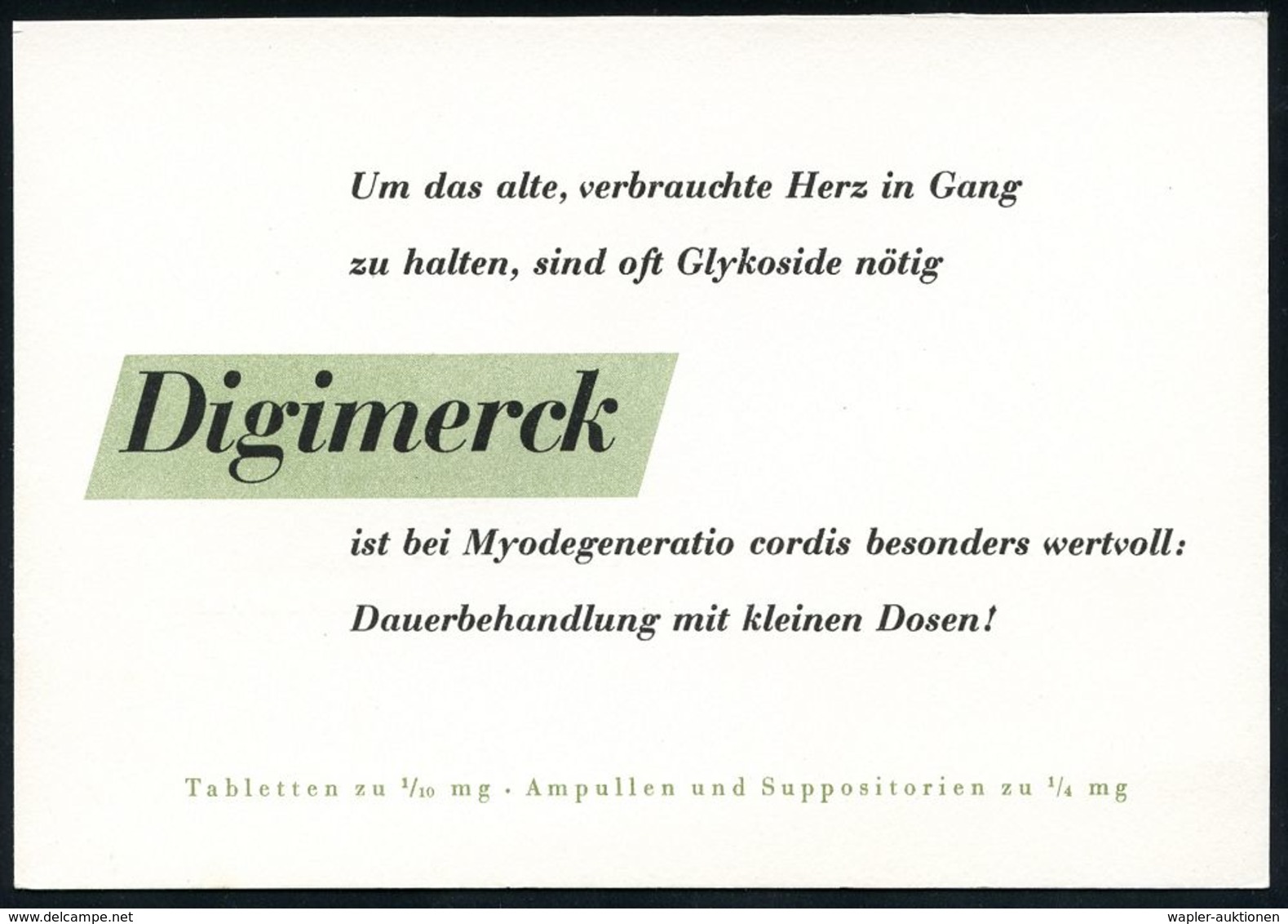 PHARMAZIE / MEDIKAMENTE : (16) DARMSTADT 2/ E Merck 1953 (6.7.) AFS Auf Reklame-Kt.: Digimerck.. Herzmittel , Fern-Kt. ( - Pharmacie
