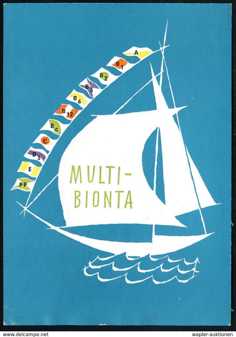 PHARMAZIE / MEDIKAMENTE : (16) DARMSTADT 2/ E Merck 1953 (20.7.) AFS Auf Color-Künstler-Reklame-Kt.: MULTI-BIONTA.. Vita - Pharmacie