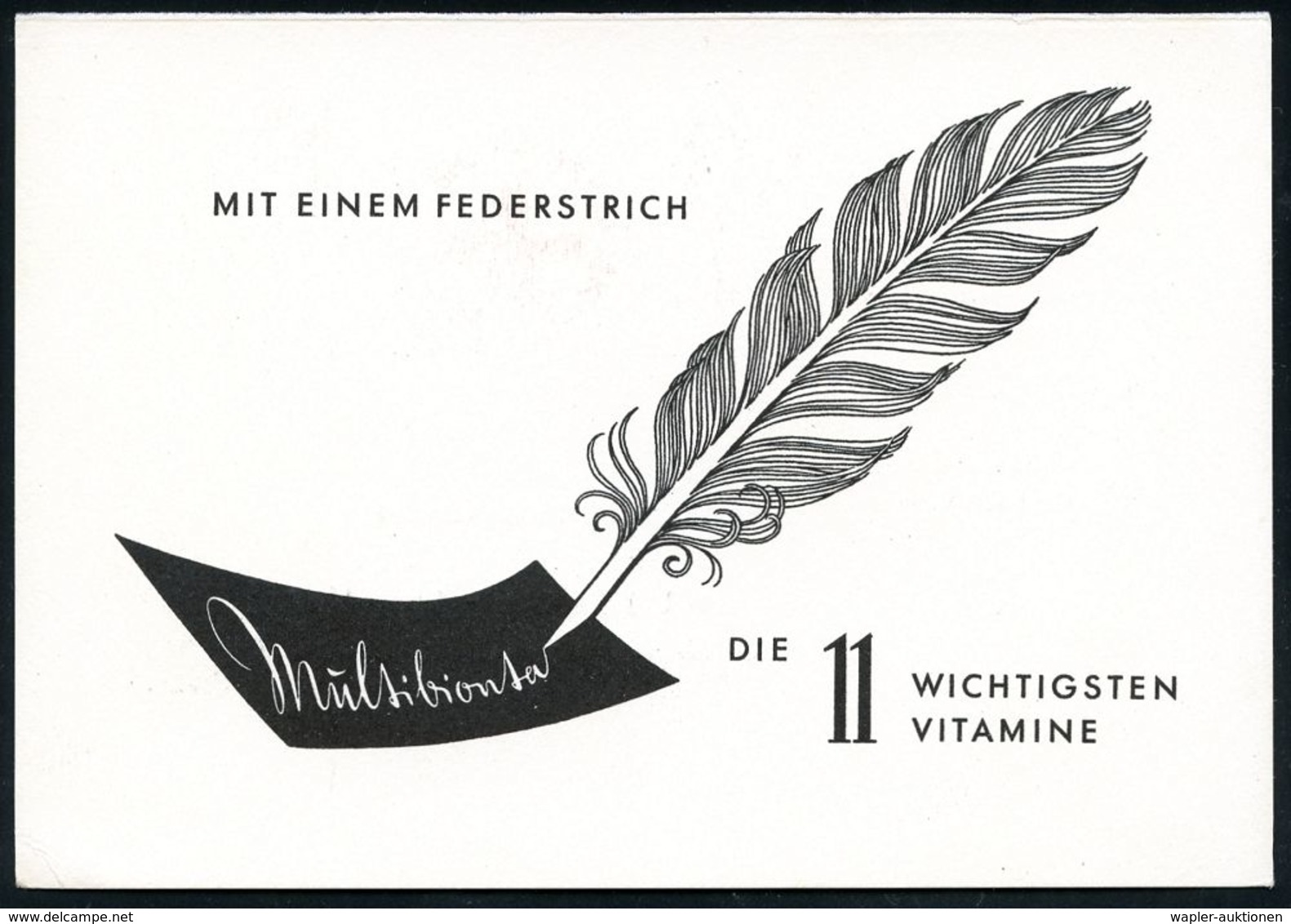 PHARMAZIE / MEDIKAMENTE : (16) DARMSTADT 2/ E Merck 1953 (3.8.) AFS Auf (halberr) S/w.-Künstler-Reklame-Kt.: Multibionta - Pharmacy