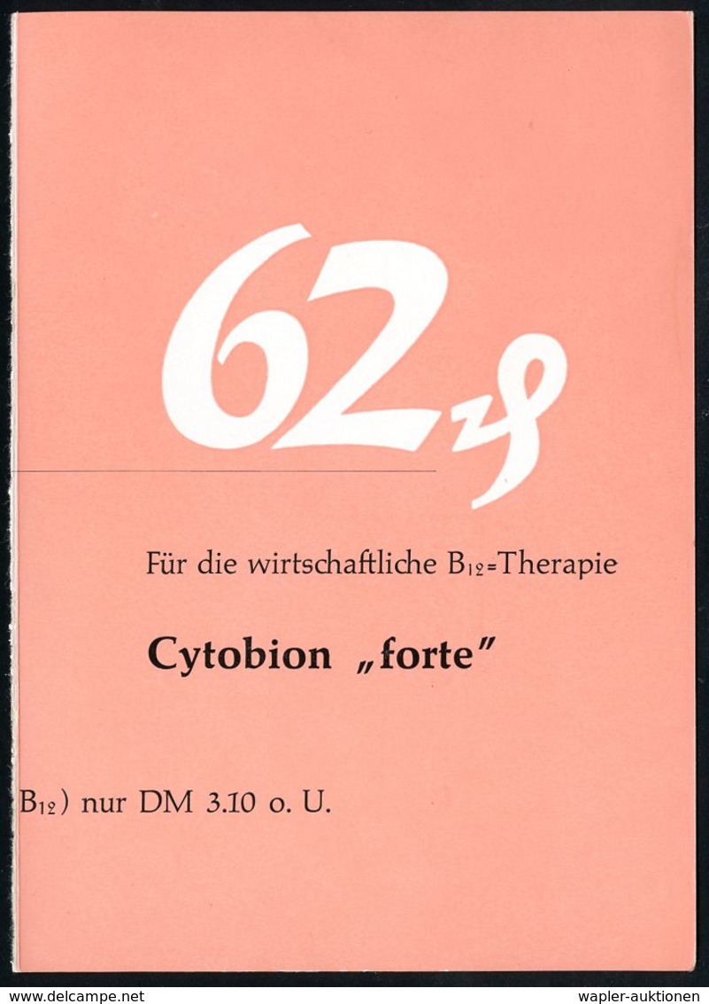PHARMAZIE / MEDIKAMENTE : (16) DARMSTADT 2/ E Merck 1954 (4.10.) AFS Auf Zweifarbiger (halber) Reklame-Kt.: Cytobion "fo - Pharmacy