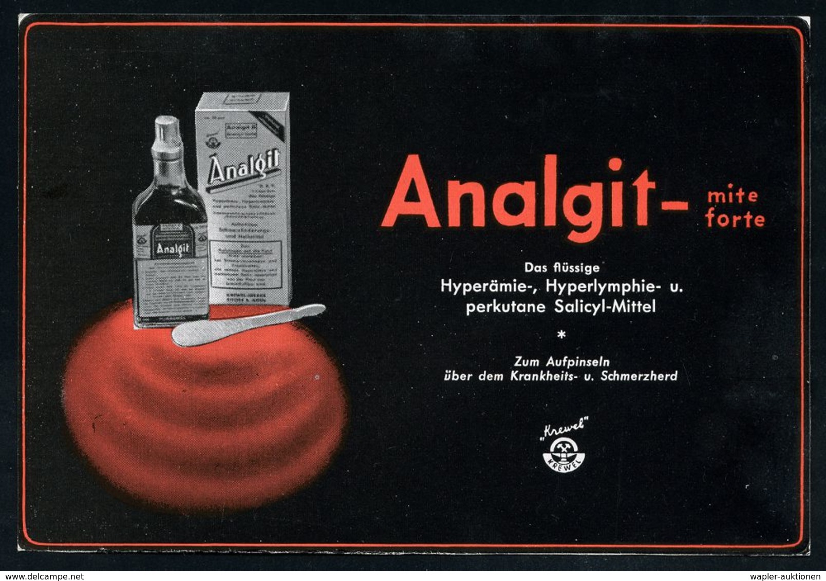 PHARMAZIE / MEDIKAMENTE : (22c) EITORF/ "Krewel".. 1953 (19.6.) AFS (Firmen-Logo) Auf Zweifarbiger Reklame-Kt.: Analgit. - Pharmacie