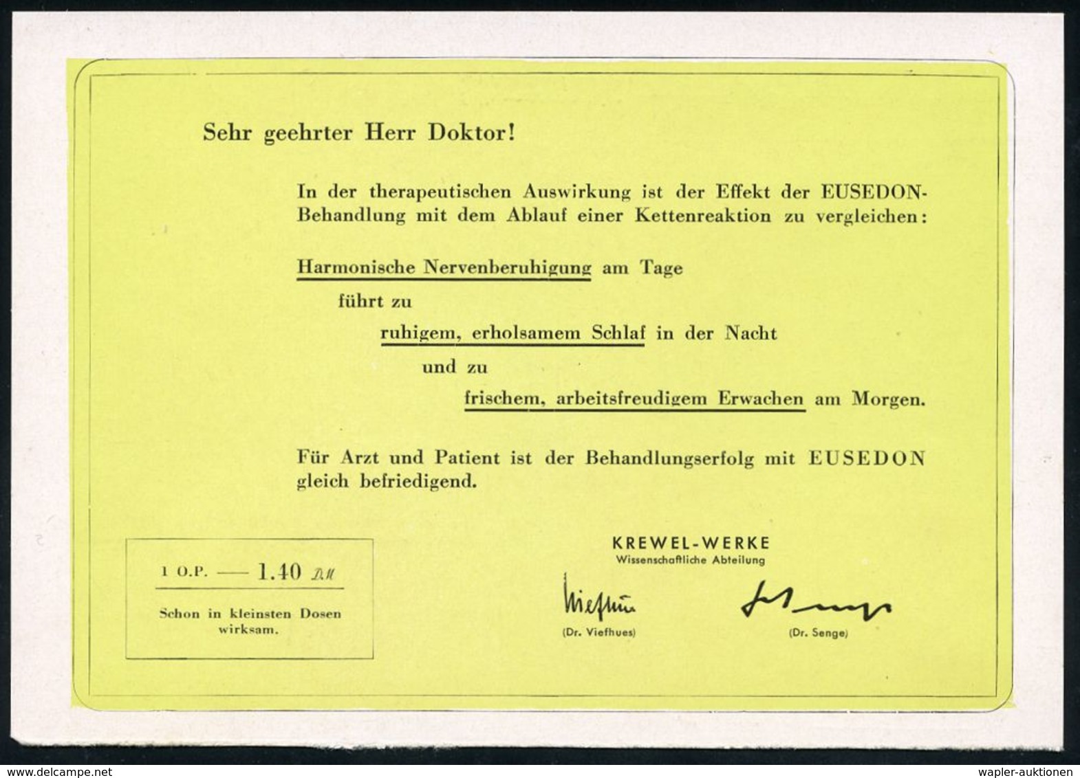 PHARMAZIE / MEDIKAMENTE : (22c) EITORF/ "Krewel"../ GEBÜHR BEZAHLT 1954 (Nov.) AFS 007 (Firmen-Logo) Auf 2 Verschiedenen - Pharmazie