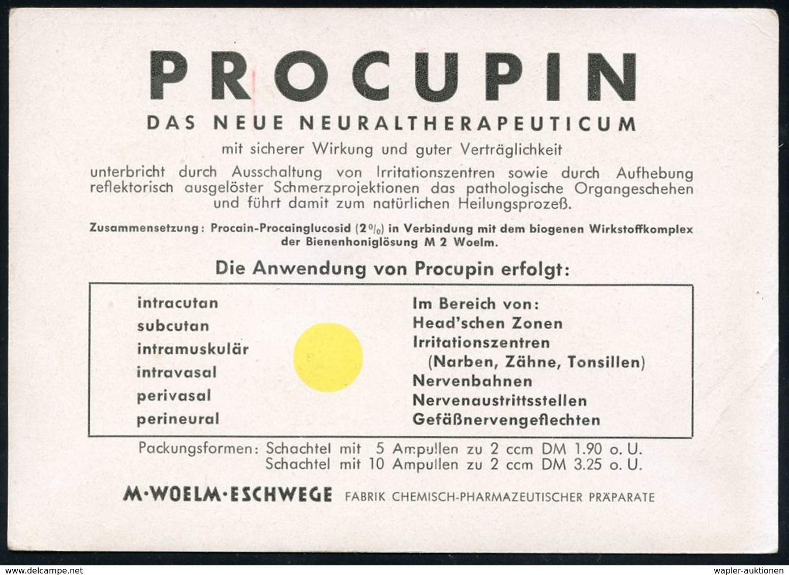 PHARMAZIE / MEDIKAMENTE : (16) ESCHWEGE/ MW/ Woelm 1953 (29.1.) AFS Francotyp, Seltene Verkürzte Type Auf Reklame-Kt.: P - Pharmacy