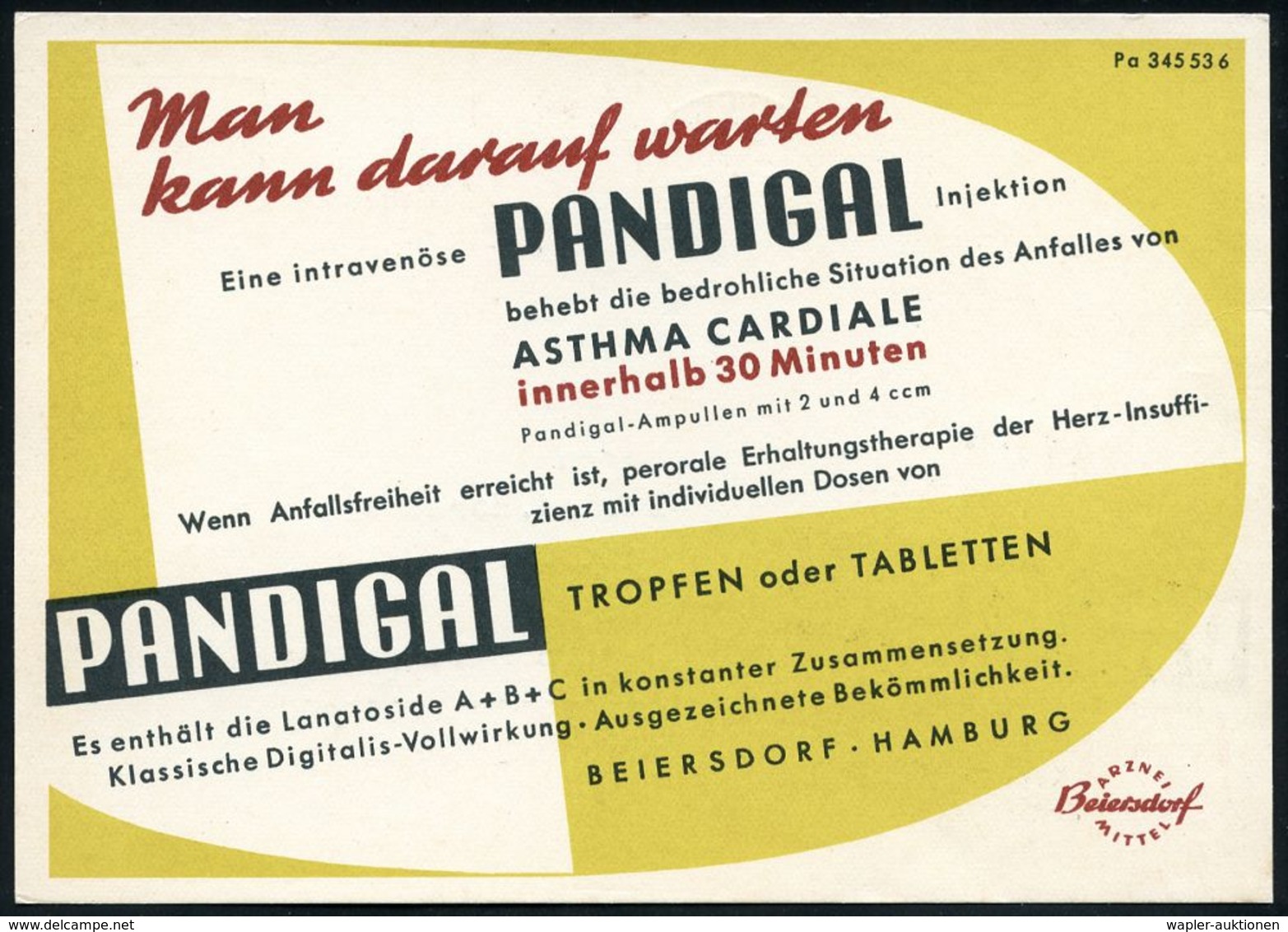 PHARMAZIE / MEDIKAMENTE : (24a) HAMBURG 20/ HÄMORRHOIDEN/ Hexamon/ Zäpfchen U.Salbe 1953 (10.9.) AFS Auf Zweifarbiger Re - Pharmacie