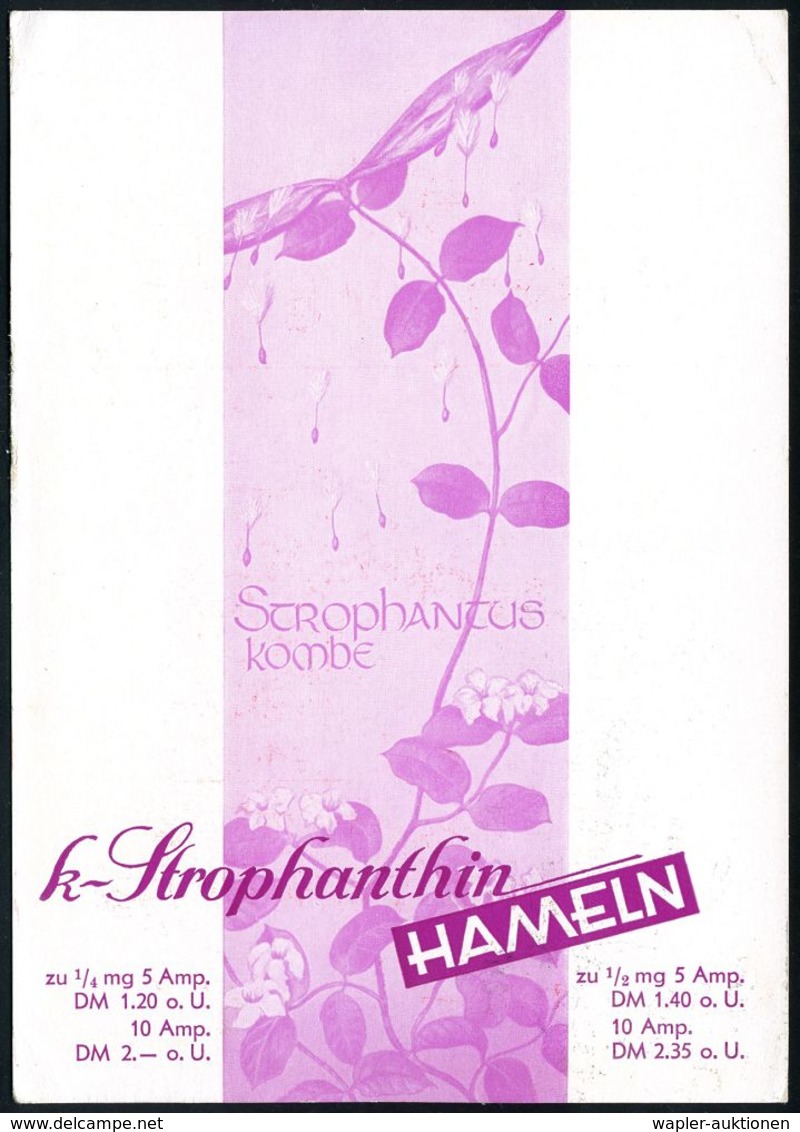 PHARMAZIE / MEDIKAMENTE : (20a) HAMELN 1/ PHARMAZEUTISCHE FABRIK HAMELN 1953 (21.8.) AFS = Firmen-Logo Auf Monochromer R - Pharmacie