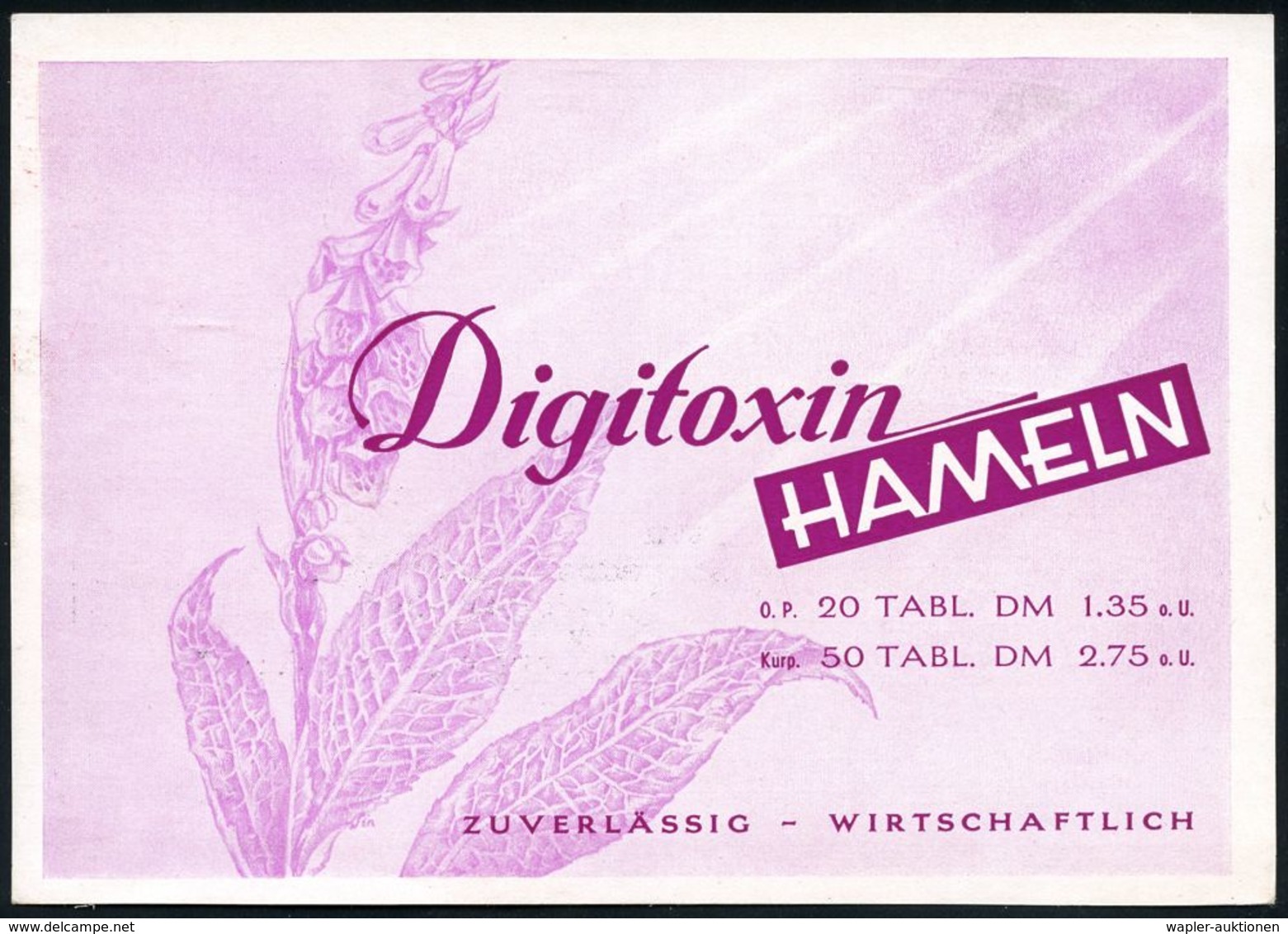 PHARMAZIE / MEDIKAMENTE : (20a) HAMELN 1/ PHARMAZEUTISCHE FABRIK HAMELN 1953 (14.7.) AFS = Firmen-Logo Auf Monochromer R - Pharmacie