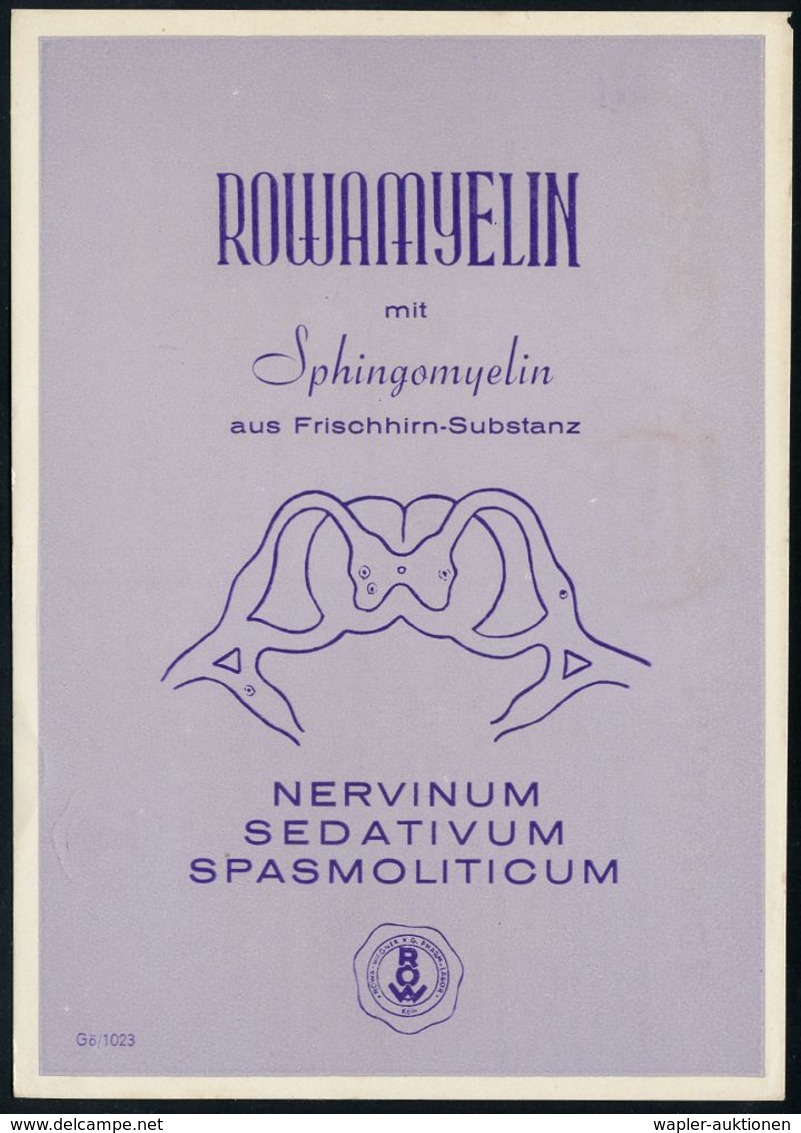 PHARMAZIE / MEDIKAMENTE : (22c) KÖLN 1/ DEUTSCHE/ BUNDESPOST 1953 (12.9.) PFS 4 Pf. Achteck Posthorn Auf Monochromer Rek - Pharmacie