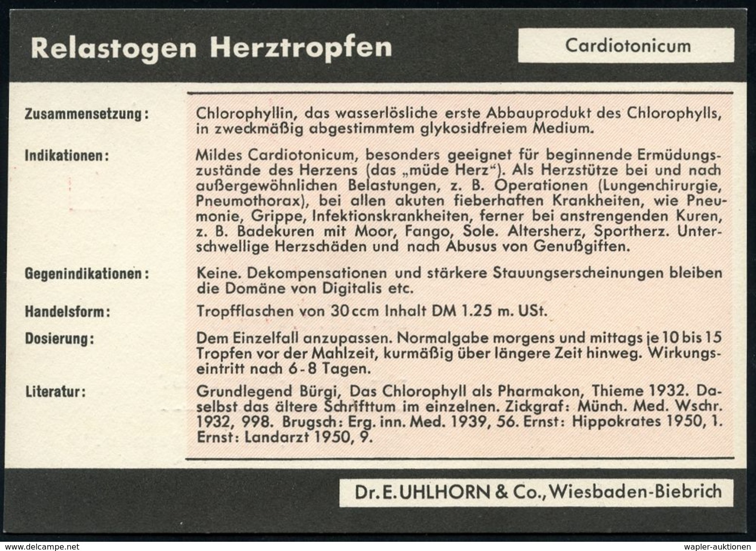 PHARMAZIE / MEDIKAMENTE : (16) WIESBADEN-BRIEBRICH/ DR.E.UHLHORN & CO.. 1953 (9.6.) AFS = Eule Auf Posthorn, Motivgl. Re - Pharmacie