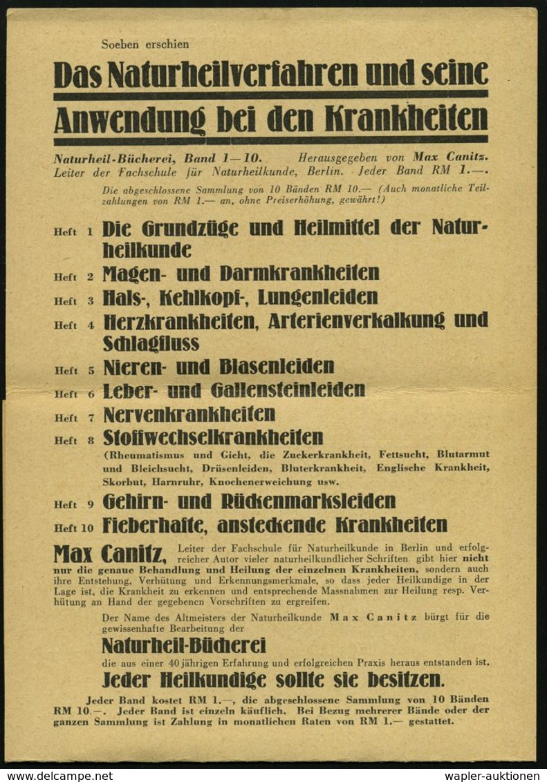 HOMÖOPATHIE / HEILPFLANZEN : BERLIN SW/ 11/ Werbt/ Neue/ Abonennten/ Verlag Volksheil 1932 (4.5.) AFS Auf Dreifach-Rekla - Médecine