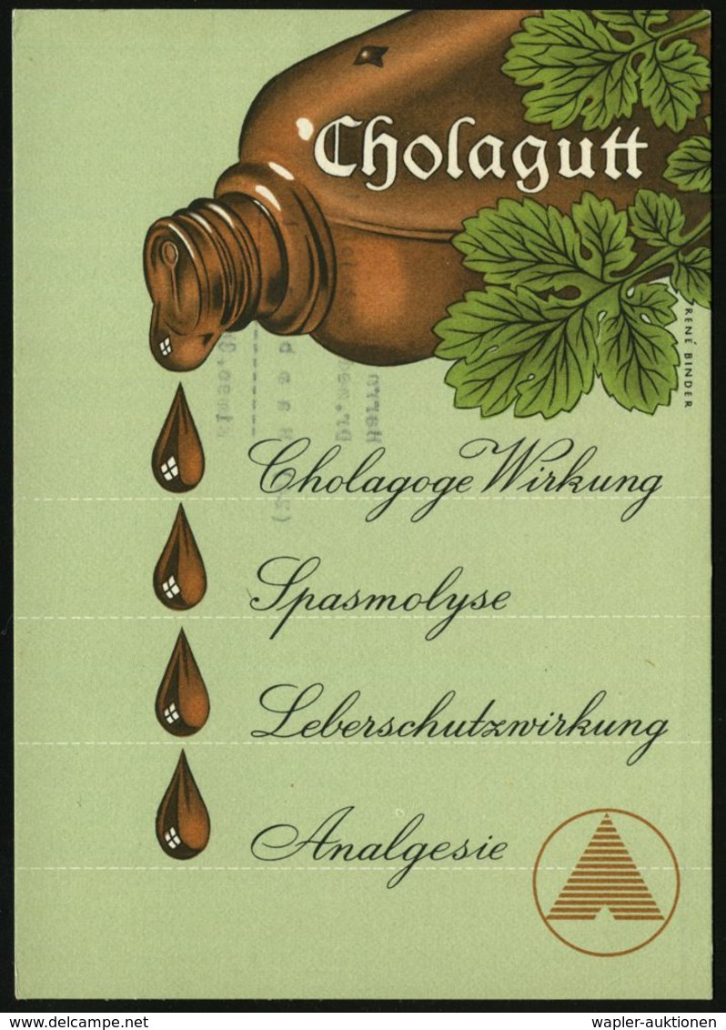 HOMÖOPATHIE / HEILPFLANZEN : WIESBADEN/ *1II 1952 (1.7.) PFS 4 Pf. Achteck Auf Color-Reklame-Kt: CHEM. WERKE ALBERT CHOL - Medicina