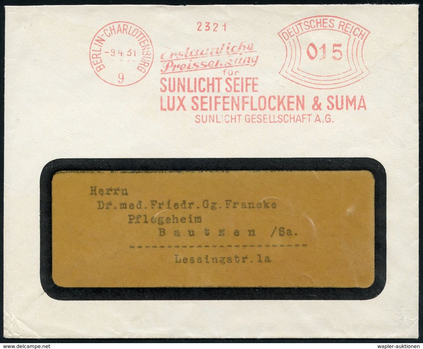 HYGIENE / KÖRPERPFLEGE : BERLIN-CHARLOTTENBURG/ 9/ ..Preissenkung/ Für/ SUNLICHT SEIFE/ LUX SEIFENFLOCKEN & SUMA/  SUN-L - Pharmazie
