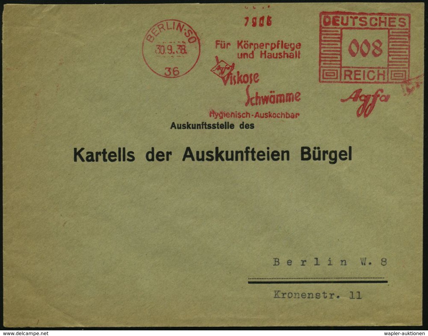 HYGIENE / KÖRPERPFLEGE : BERLIN SO/ 36/ Für Körperpflege/ U.Haushalt/ Agfa/ Viskose/ Schwämme/ Hygienisch-Auskochbar 193 - Pharmacie