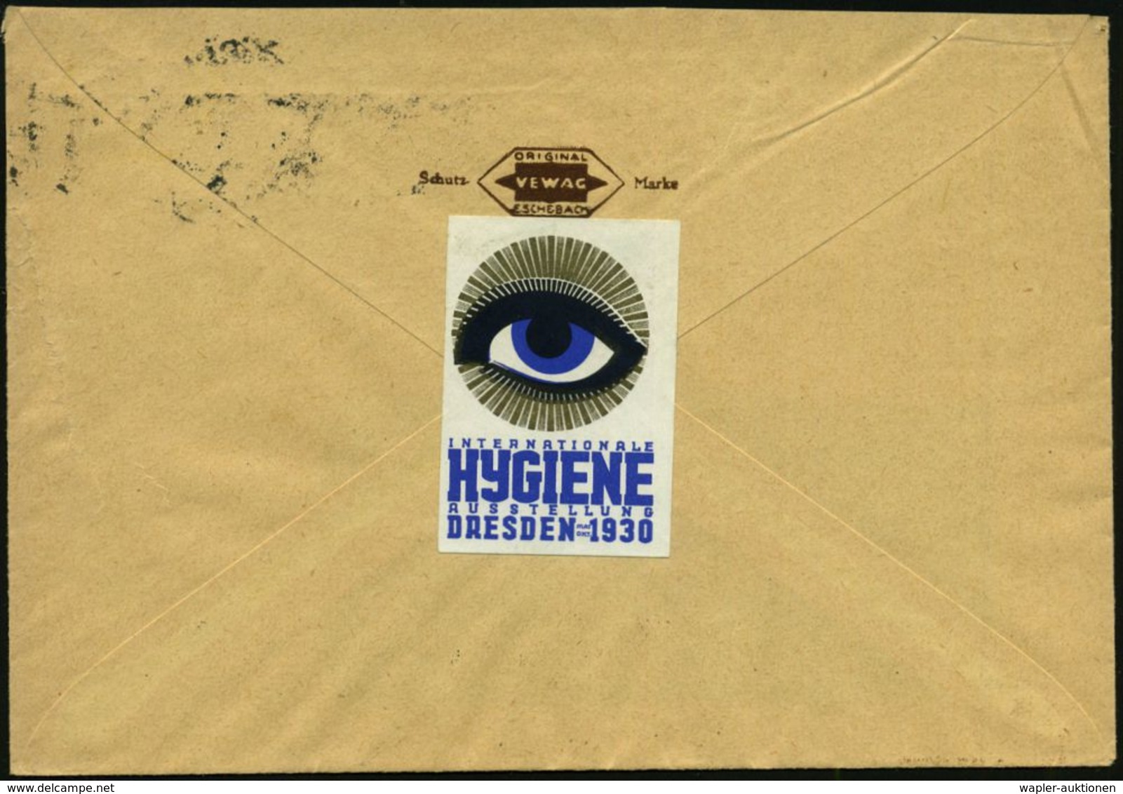 HYGIENE / KÖRPERPFLEGE : DRESDEN N/ *23 I/ INT./ HYGIENE/ AUSSTELLUNG 1930 (2.7.) MWSt = Auge (Pupillen Mit 2 Ringen) EF - Pharmacie
