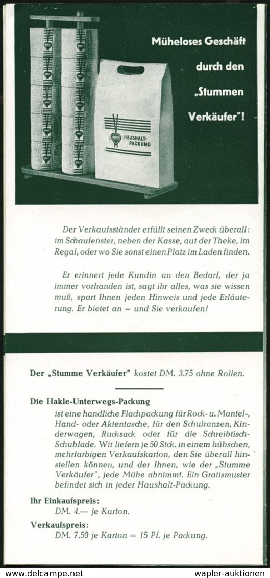HYGIENE / KÖRPERPFLEGE : (22b) MAINZ 1/ HAKLE/ Für's Häuschen Mit/ D.Herz U.Riegel/ Nimm Stets Hakle../ HAKLE-PAPIER-WER - Pharmacie