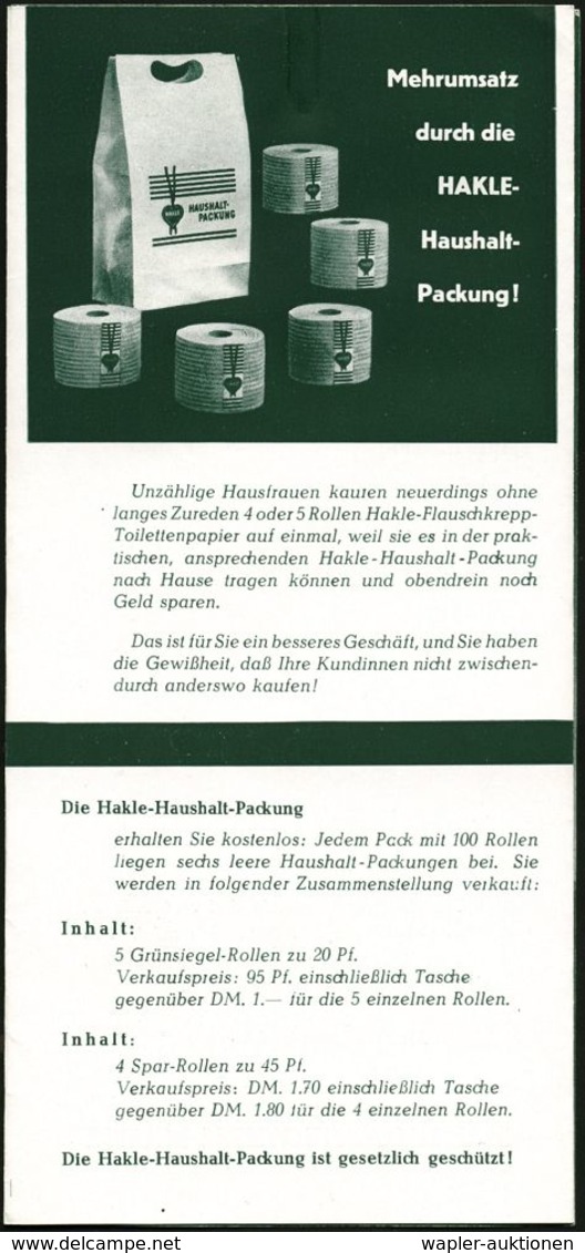 HYGIENE / KÖRPERPFLEGE : (22b) MAINZ 1/ HAKLE/ Für's Häuschen Mit/ D.Herz U.Riegel/ Nimm Stets Hakle../ HAKLE-PAPIER-WER - Pharmazie