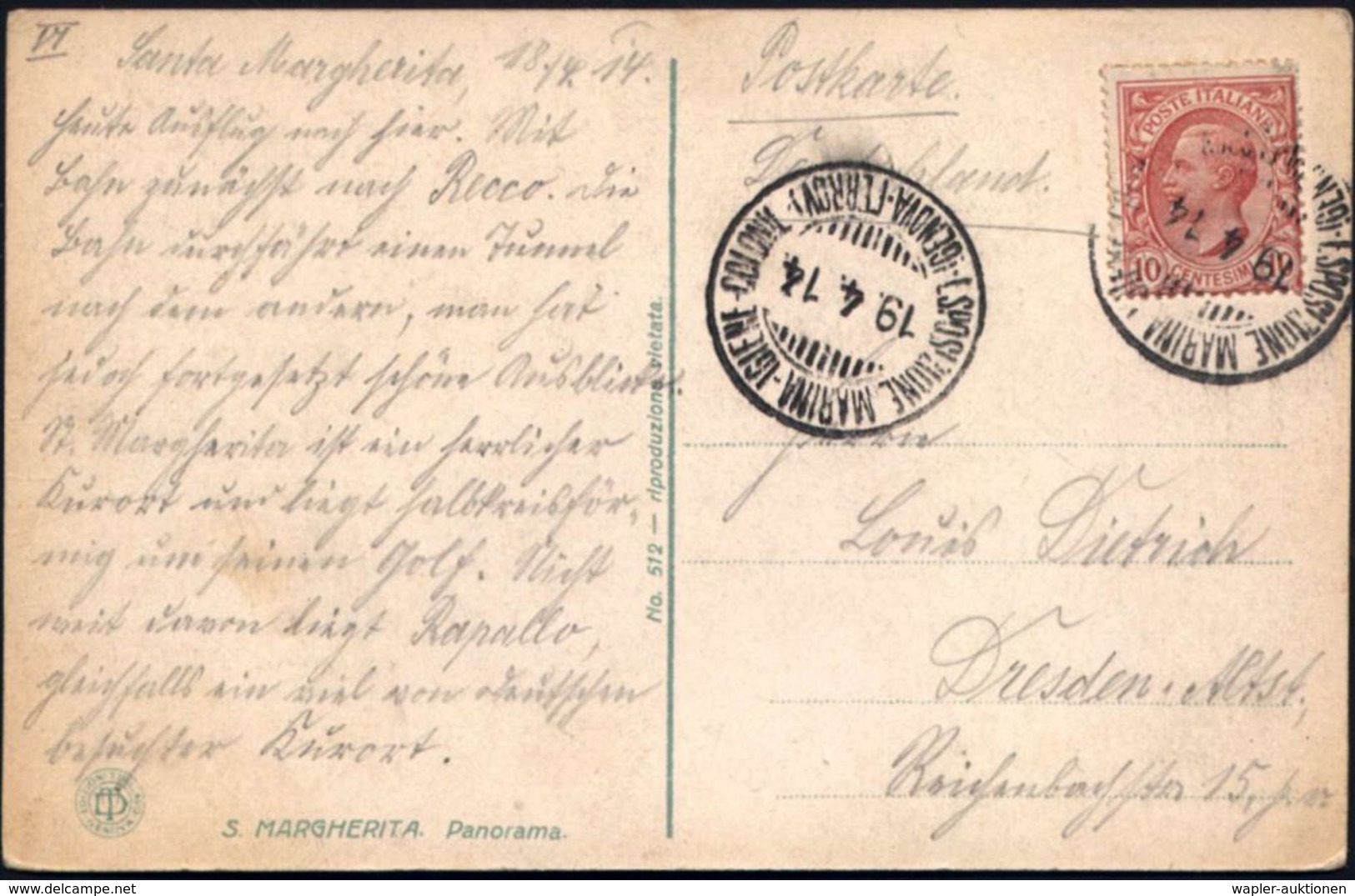 HYGIENE / KÖRPERPFLEGE : ITALIEN 1914 (19.4.) Seltener SSt: GENOVA-FERROVIA/ESPOSIZIONE MARINA-IGIENA-COLONIE 2x (1x Nic - Pharmacie