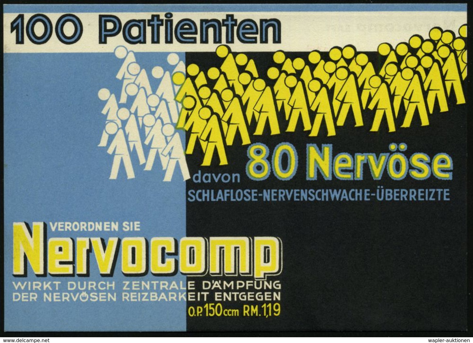 PSYCHOLOGIE / PSYCHATRIE / NEUROLOGIE : HALLE (SAALE) 8/ VI 1937 (19.3.) PFS 3 Pf. Auf Color-Reklame-Kt.: Nervocomp.. ME - Médecine