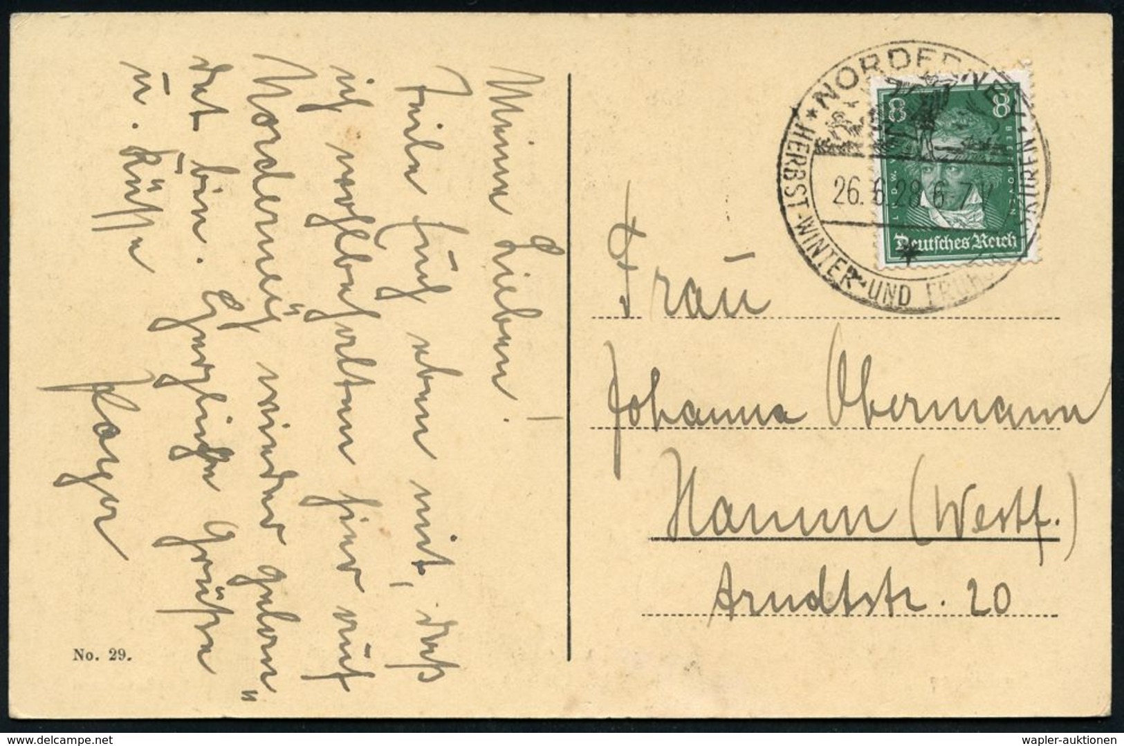 KURORTE / HEILQUELLEN : NORDERNEY/ */ HERBST-WINTER-U.FRÜHJAHRSKUREN 1928 (26.6.) HWSt = Frau Im Badedress (u. Seebäder- - Médecine