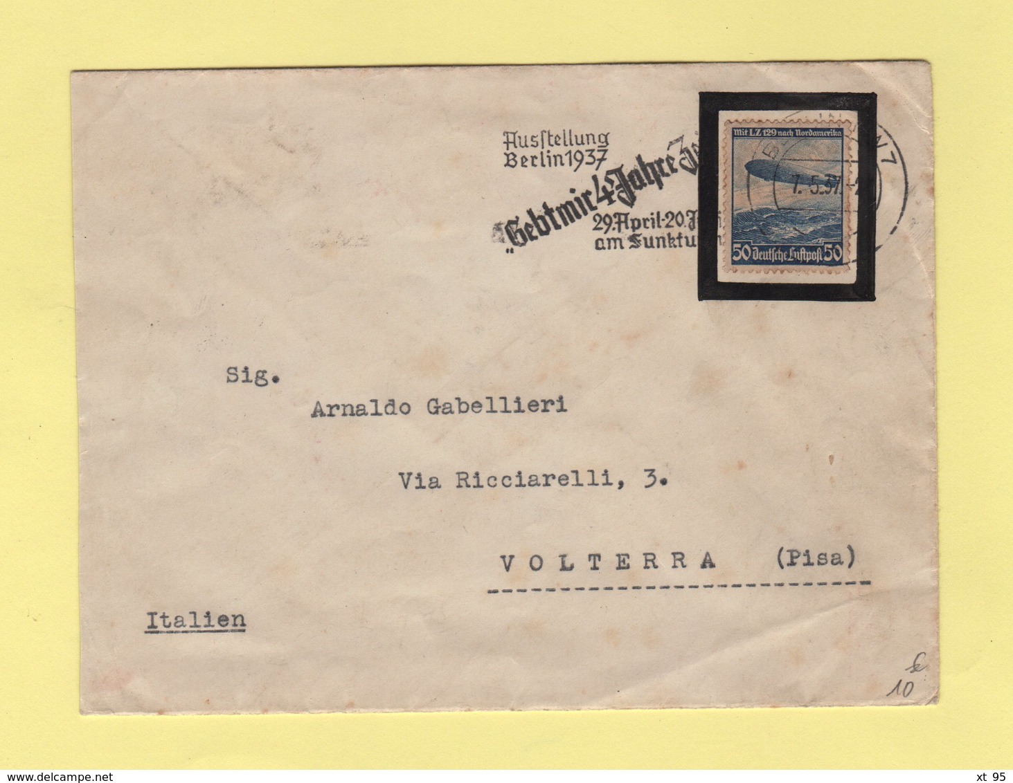 Allemagne - Destination Volterra Italie - 1937 - Lettres & Documents