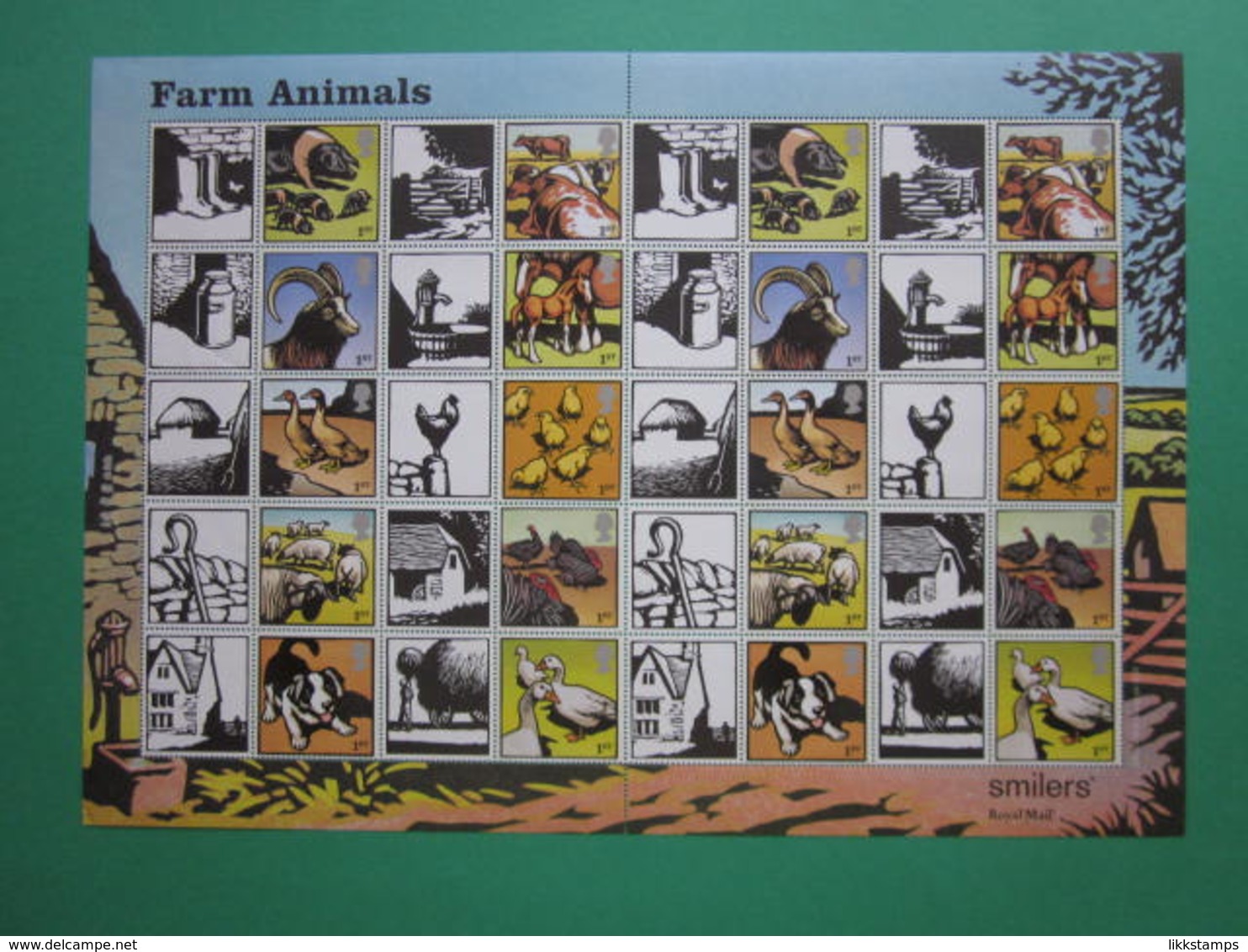 2005 ROYAL MAIL FARM ANIMALS GENERIC SMILERS SHEET. #SS0023 - Personalisierte Briefmarken