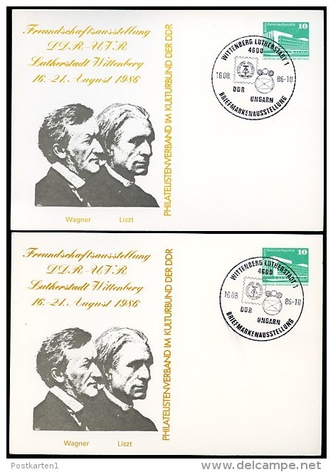 DDR PP18 D2/036 2 Privat-Postkarten FARBVARIANTEN Wagner Liszt Sost.1986  NGK 8,00 € - Privé Postkaarten - Gebruikt