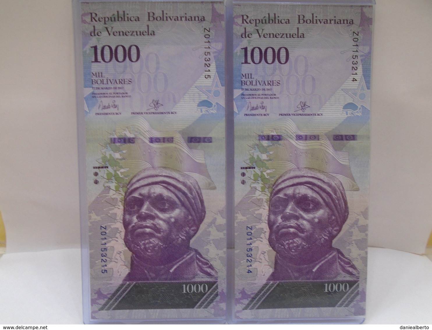 Venezuela, (2)1000 Pesos 2017, Replacement, Consecutive, Crisp, UNC, Beautiful Bill About Animals. - Venezuela