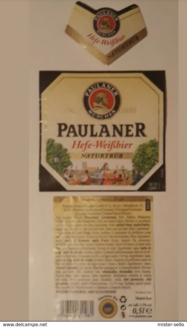 JUEGO DE 3 ETIQUETAS CERVEZA PAULANER 0.500 CL. - Beer
