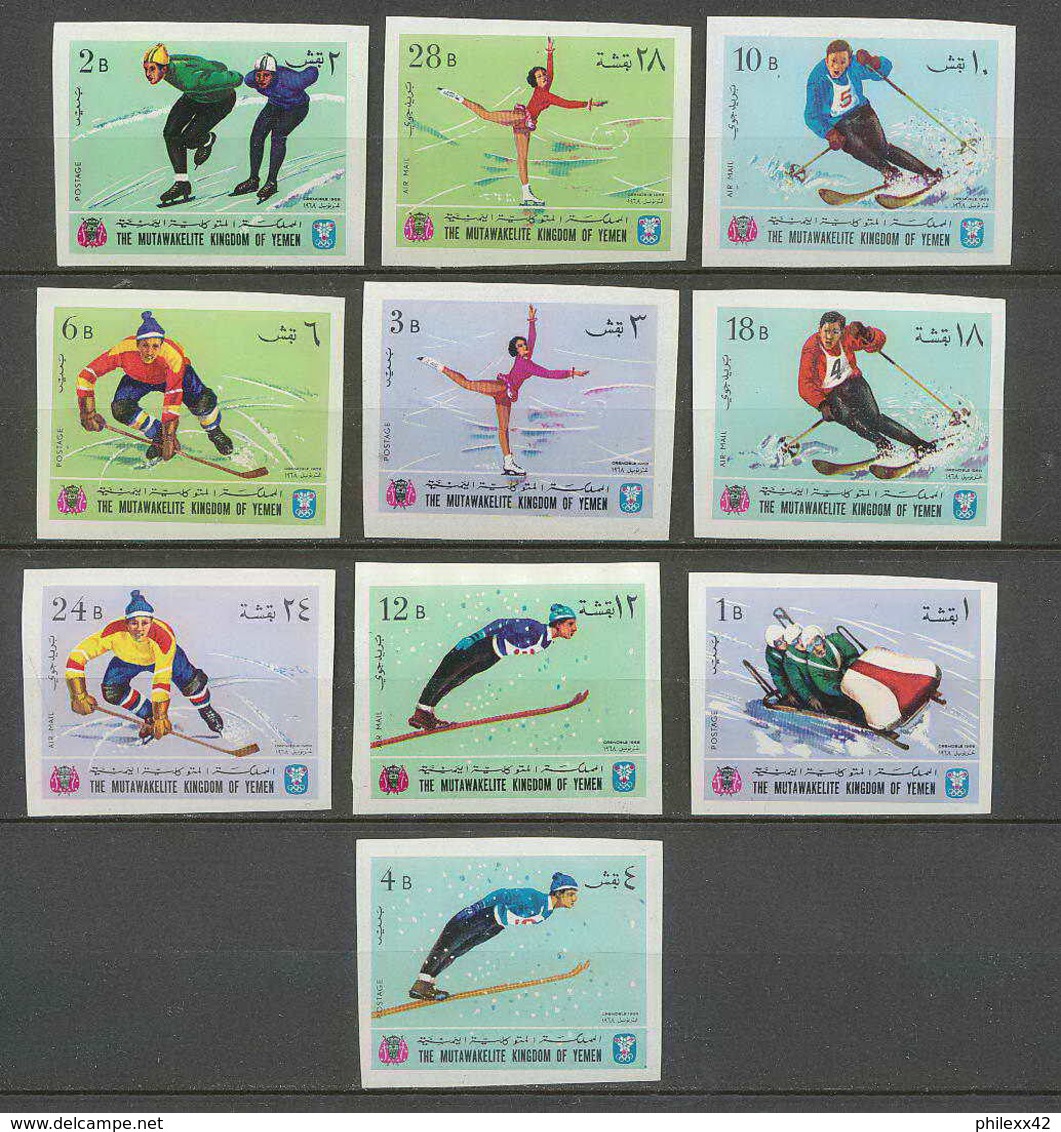 135 - Yemen Royaume  MNH ** Mi N° 454 / 463 B Jeux Olympiques (olympic Games) Grenoble 68 Hockey Non Dentelé Imperforate - Yémen