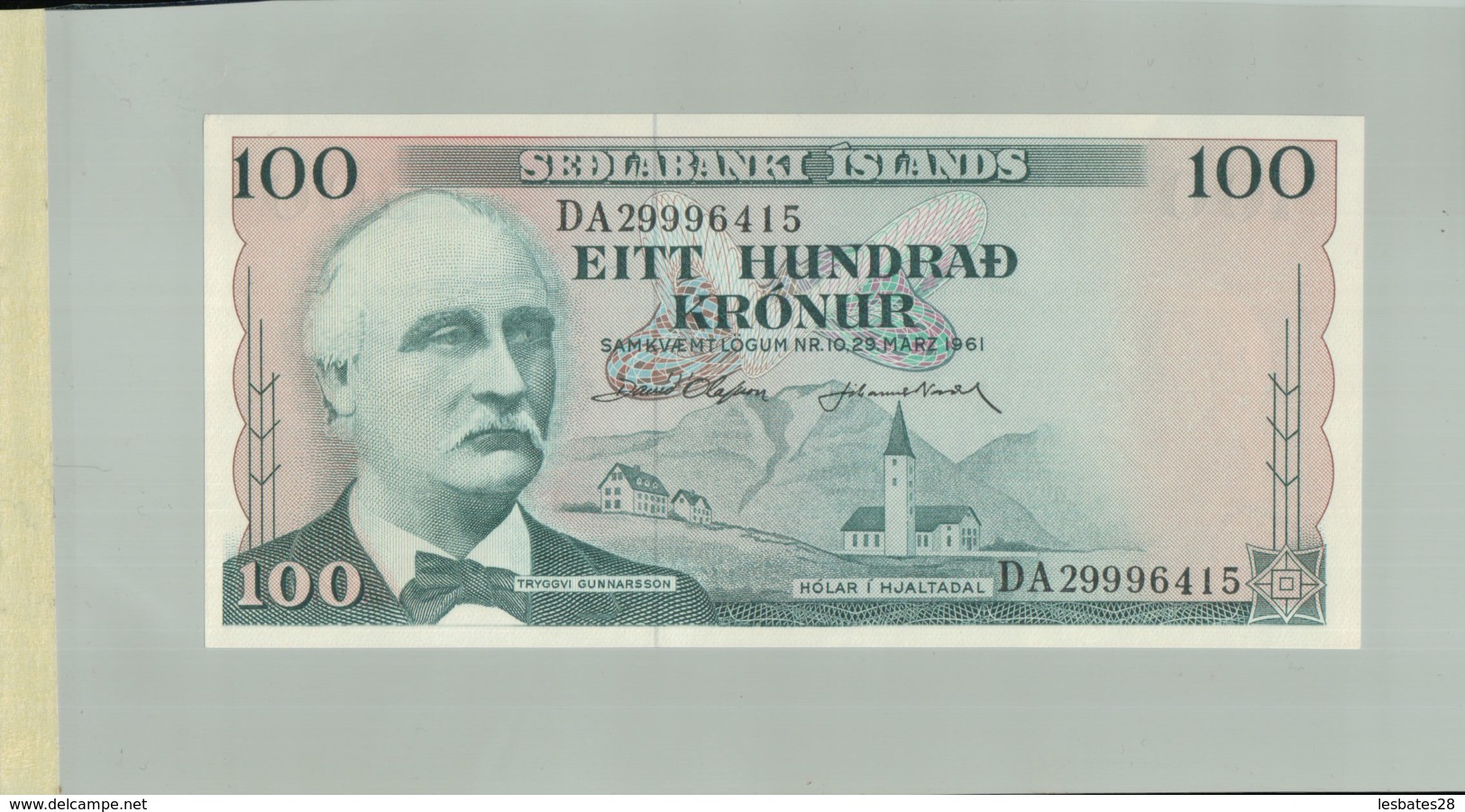 Billet De Banque Sedlabanki  Island Iceland, 100 Kronur, 1961 DEC 2019 Gerar - Islanda