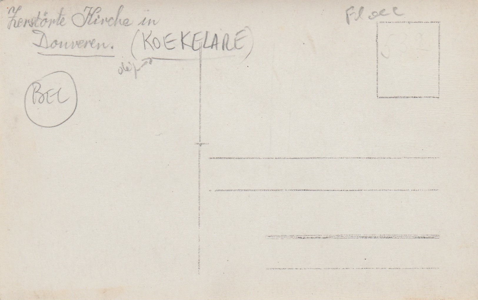 Douveren , ( Koekelare - Couckelaere ) Kerk , 1914-1918 ( Moere , Leke ,Ichtegem,Bovekerk,Kortemark,Eenergem,Beerst ? - Koekelare