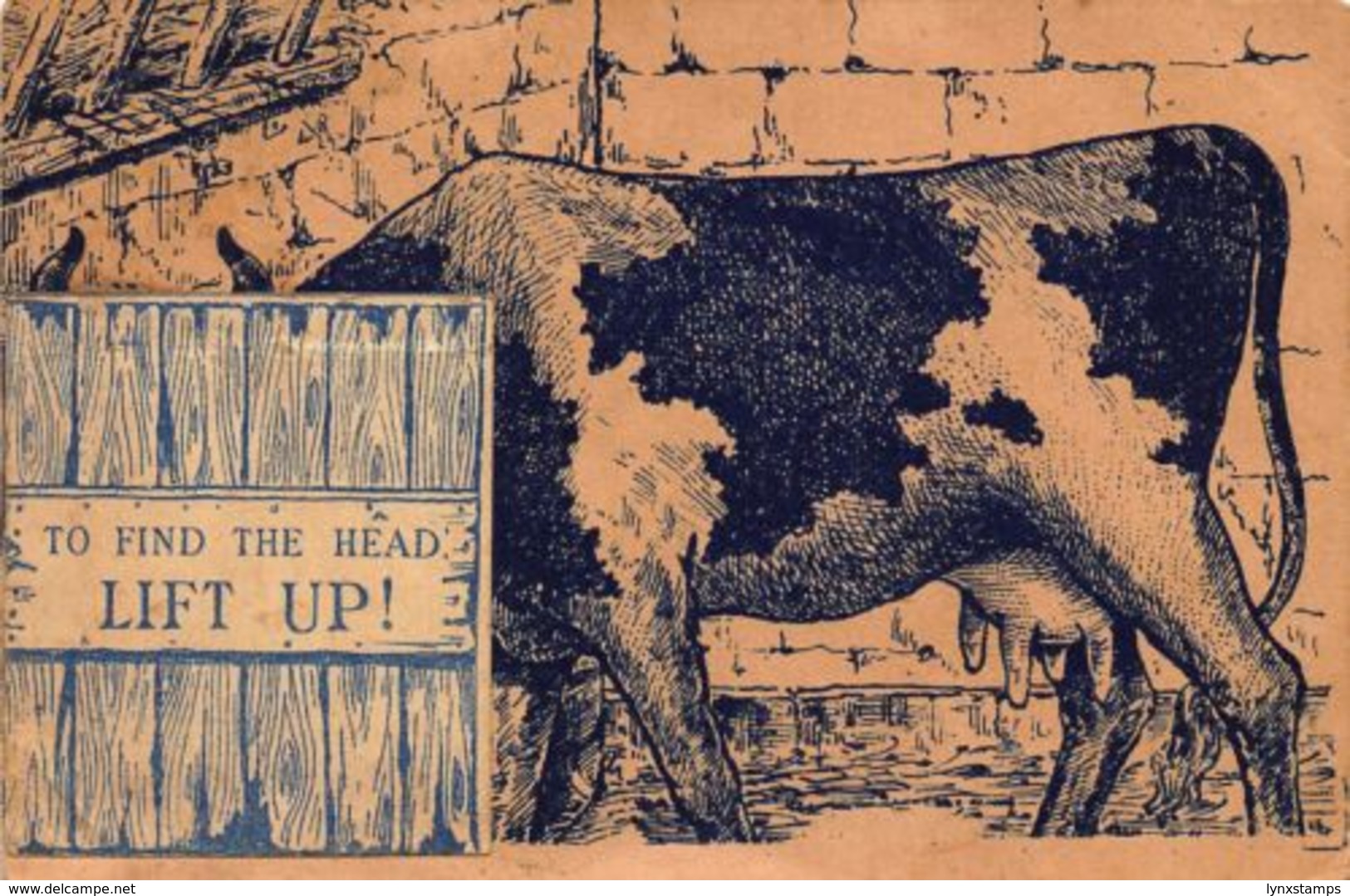 Novelty Comic To Find The Head Lift Up Cow Postcard - Souvenir De...