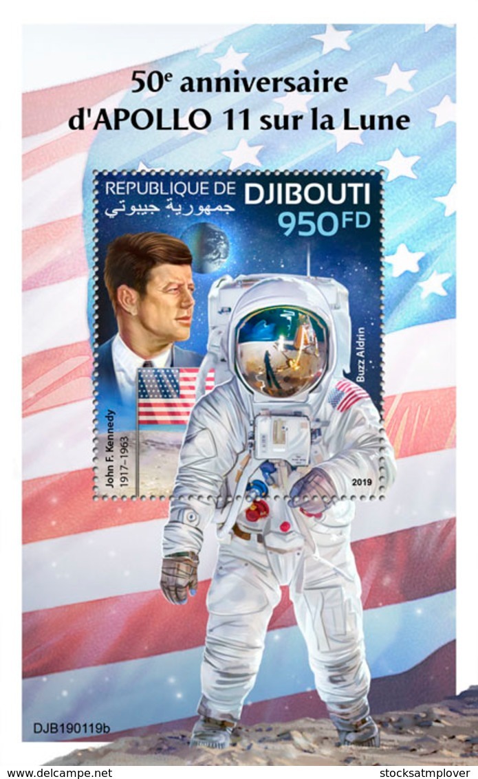 Djibouti 2019  F Apollo 11 Landing On The Moon  ,space  ， John F. Kennedy   S201903 - Djibouti (1977-...)