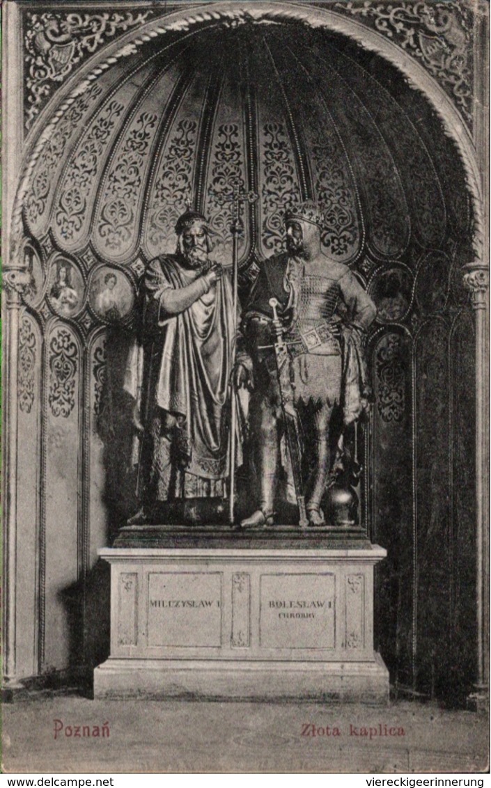 ! Alte Ansichtskarte Posen, Poznan, 1909, Denkmal, Zlota Kaplica, Könige Milczyslaw I., Boleslaw I, Polen, Adel - Pologne