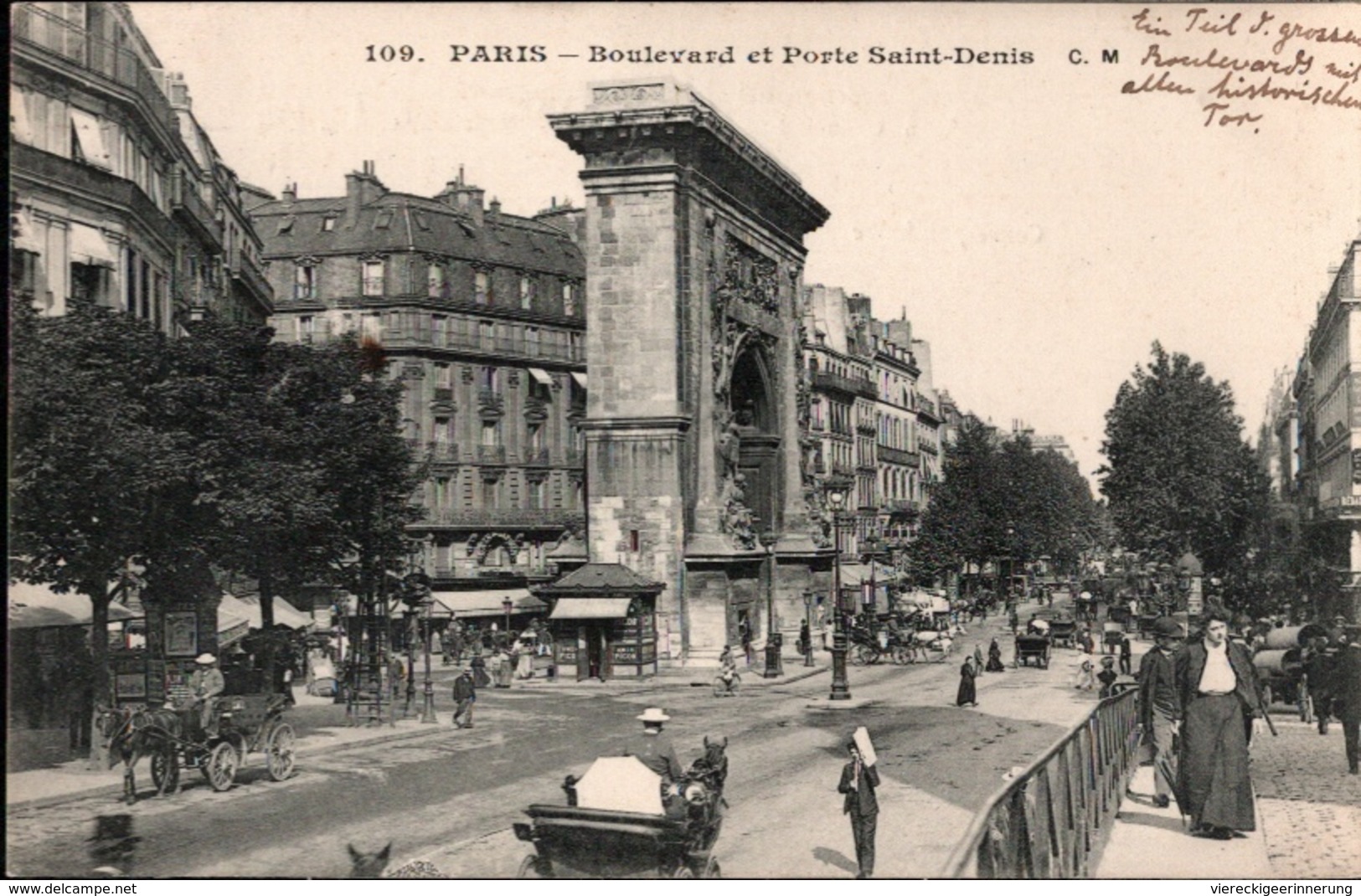 ! [75] Alte Ansichtskarte Paris, Boulevard Et Porte Saint Denis, 1909 - Altri Monumenti, Edifici