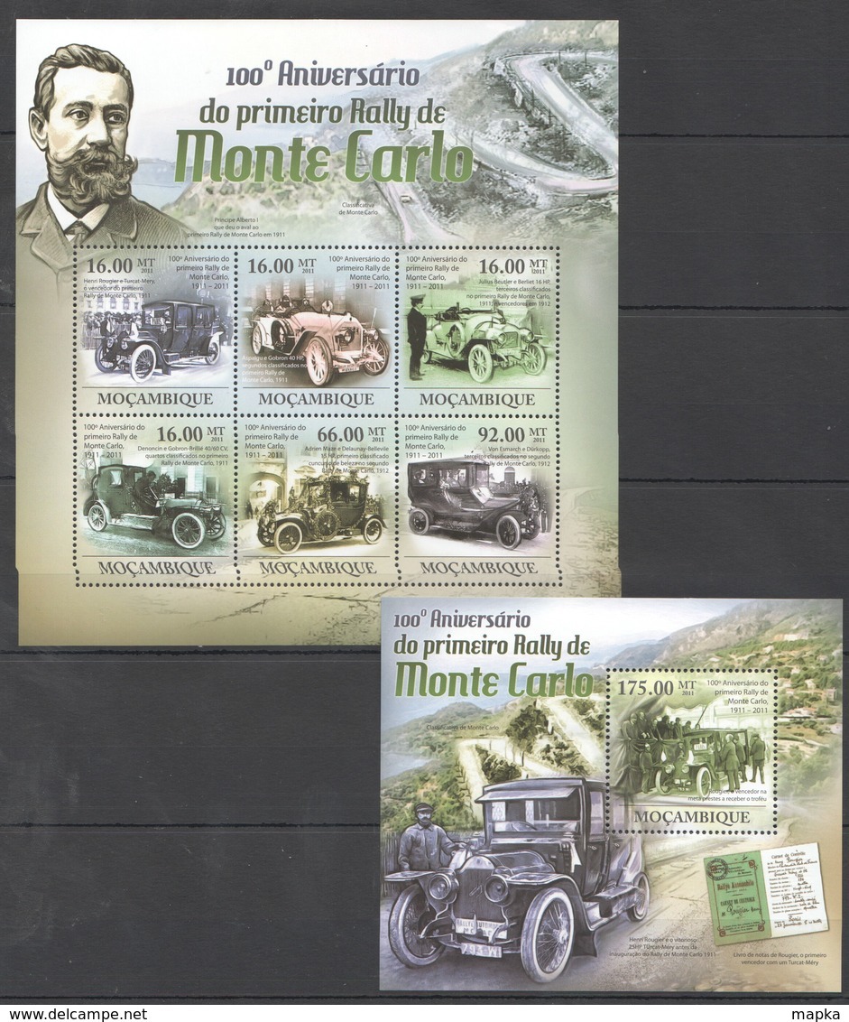 BC1019 2011 MOZAMBIQUE MOCAMBIQUE CARS AUTOMOBILES RALLY DE MONTE CARLO 1SH+1BL MNH - Automobili