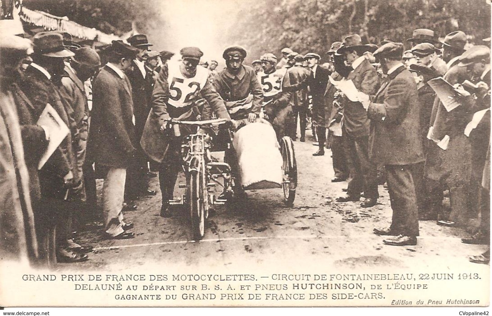 FONTAINEBLEAU (77) GRAND PRIX DE FRANCE DES MOTOCYCLETTES 22 Juin 1913 - DELAUNE Au Départ Sur B.S.A - Motociclismo