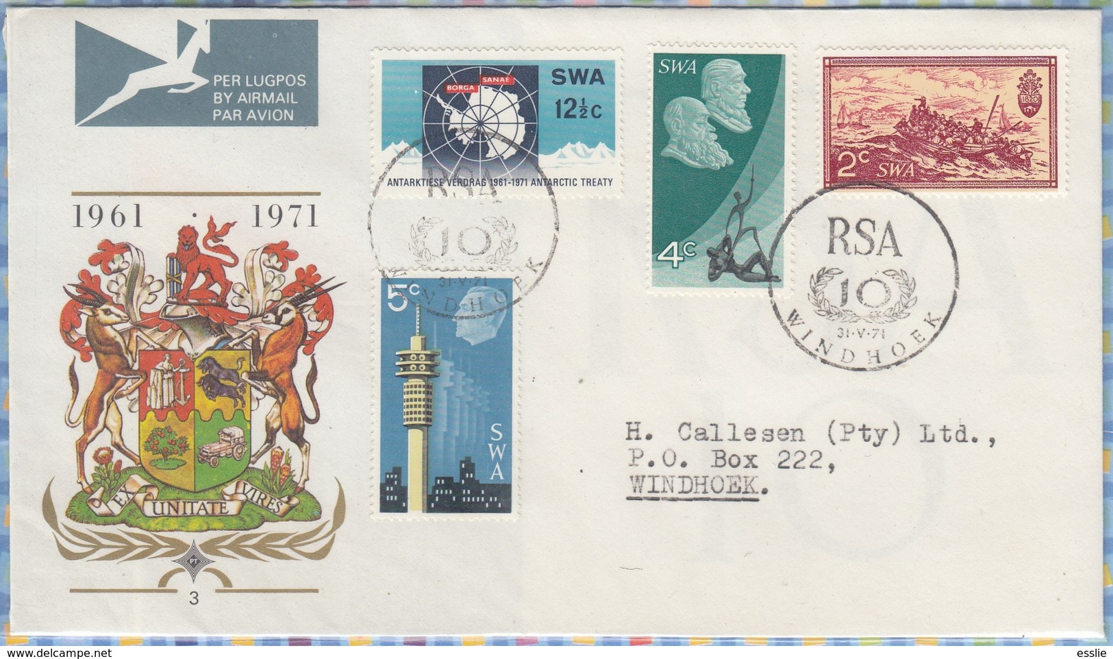 South West Africa SWA (Now Namibia) - 1971 - 10th Anniversary Of The Republic - Antarctisch Verdrag