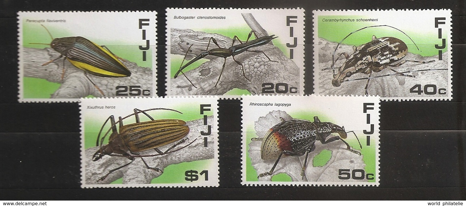 Fidji Fiji 1987 N° 566 / 70 ** Insectes, Coléoptères, Bulbogaster, Paracupta, Cerambyrhynchus, Xixuthrus, Rhinoscapha - Fidji (1970-...)